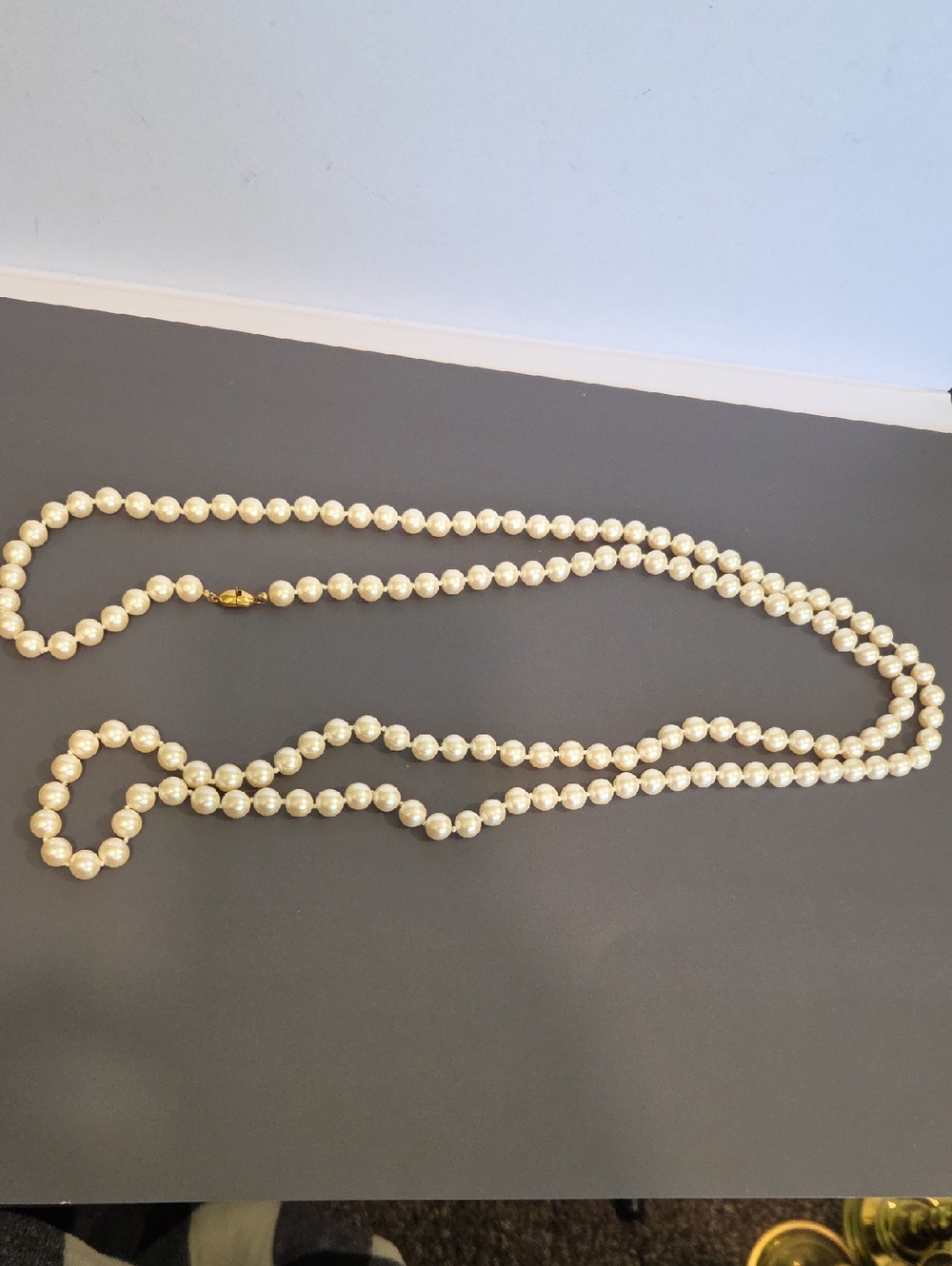 Monet Classic Cream Faux Pearl Single Strand Necklace 52"